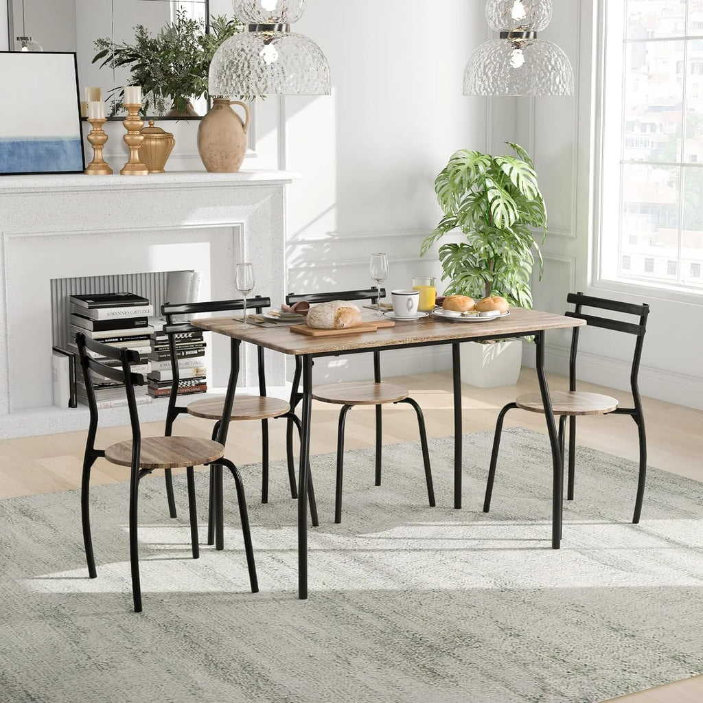 5-Piece Modern Dining Table Set with 4 Chairs J198307
