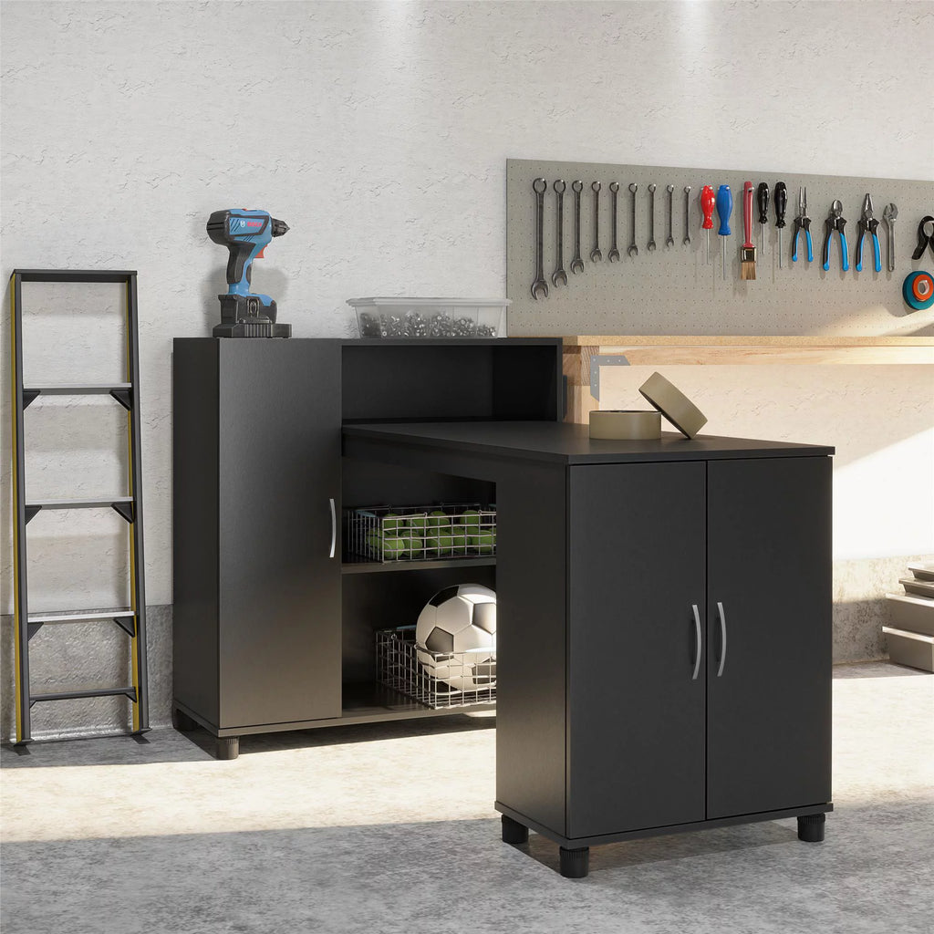 Black Craft Desk with Storage Y51235