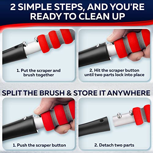 27" Snow Brush & Ice Scrapers with Foam Grip, Detachable, Gray H868