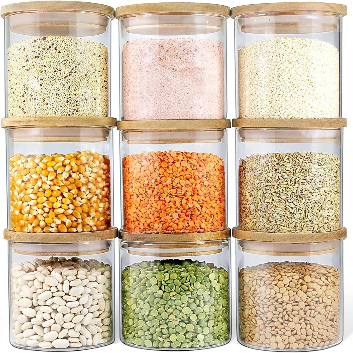 Green Glass Jars with Airtight Lids 9 Pack of 16oz Z99314