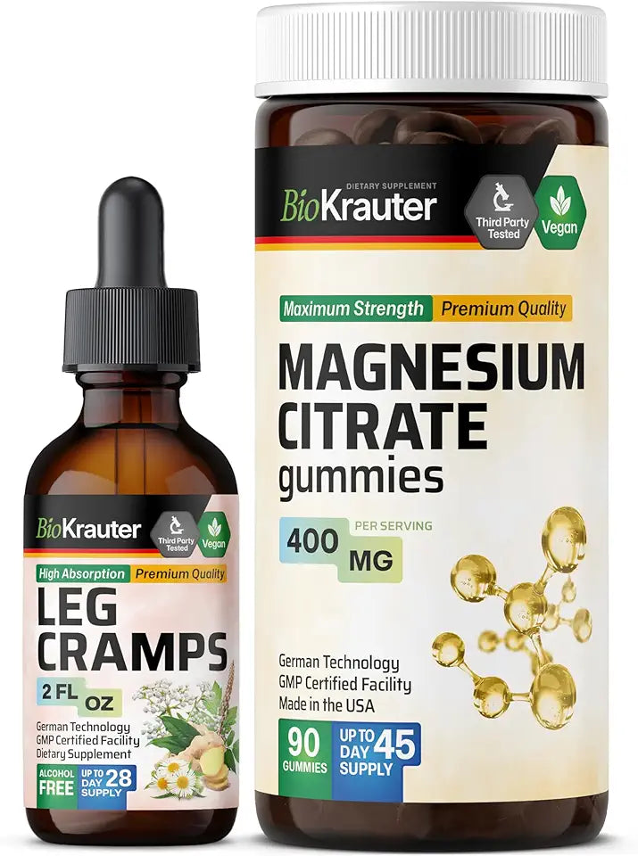 Leg Cramps Tincture 2 Fl. Oz. & Magnesium 90 Gummies C2706