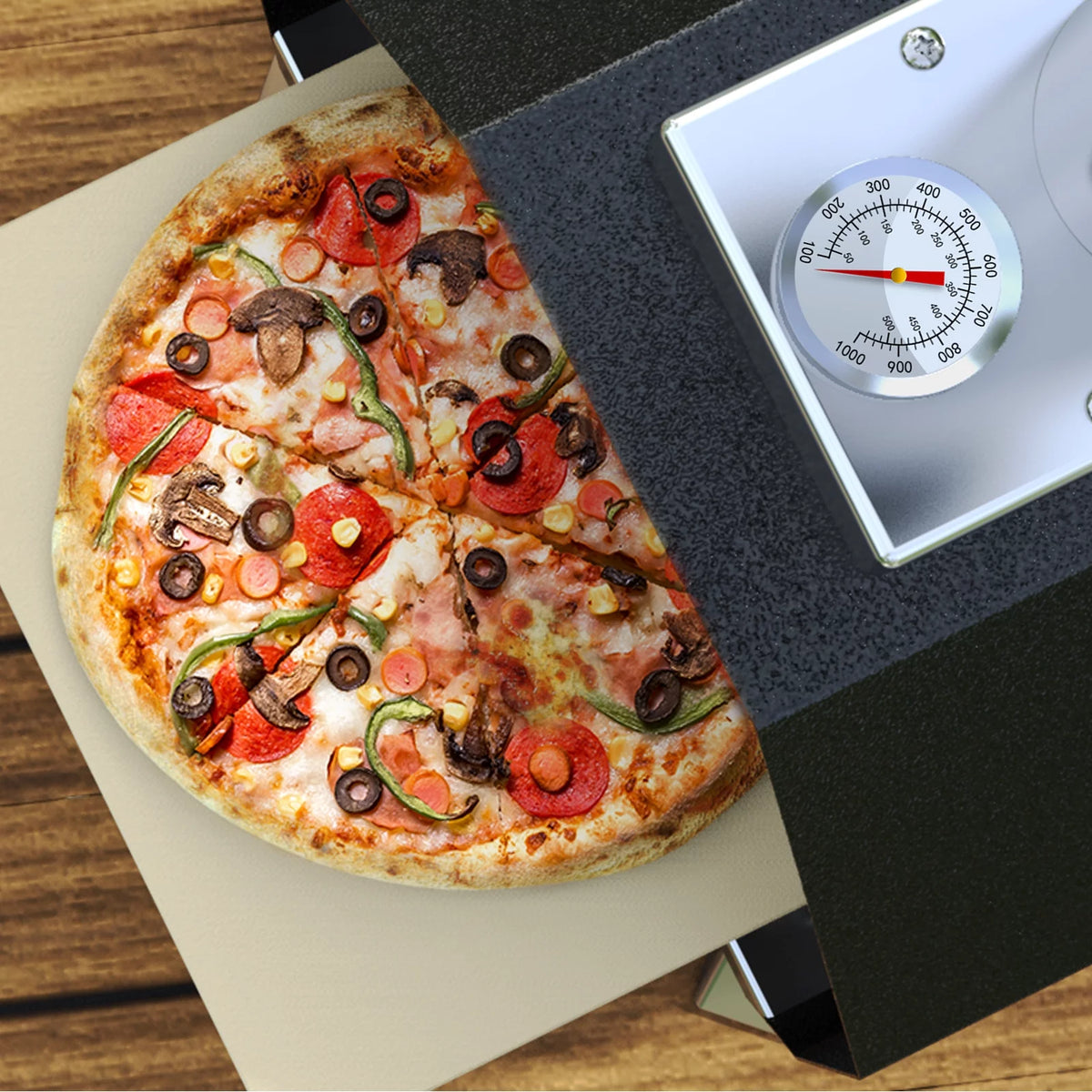 13 Wood Pellet Stainless Steel Pizza Oven with Foldable Legs O89609