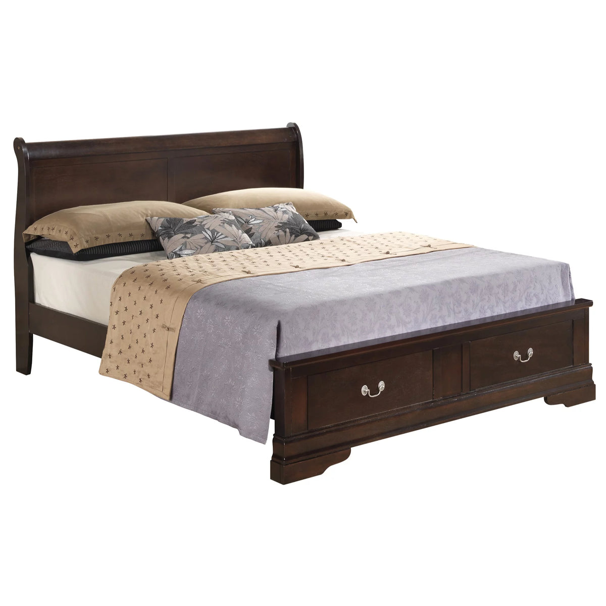 Cappuccino Full Storage Sleigh Bed with 2 Drawers X7307