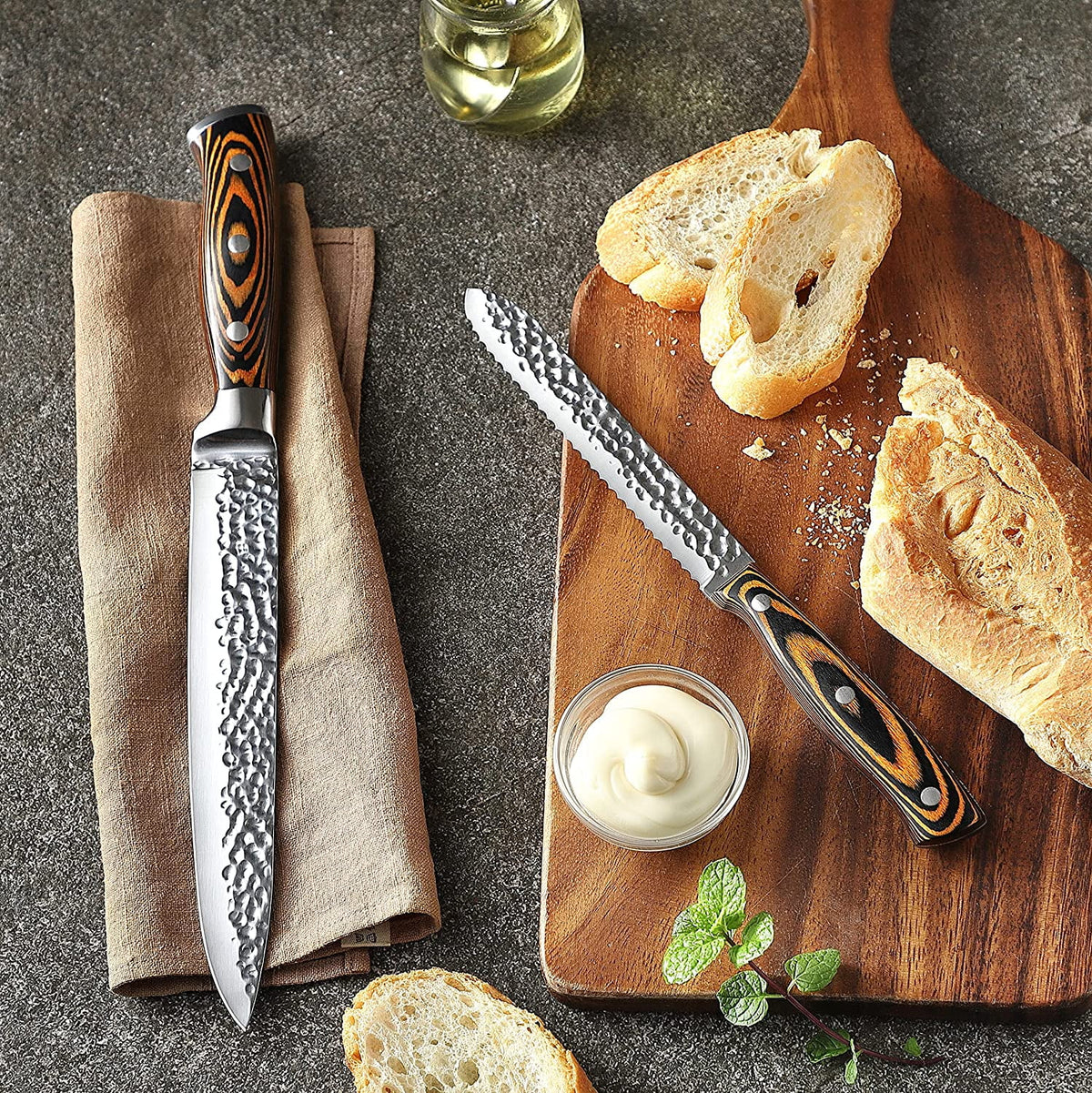 15-Piece Stainless Steel Knife Block Set with Built-in Sharpener J273