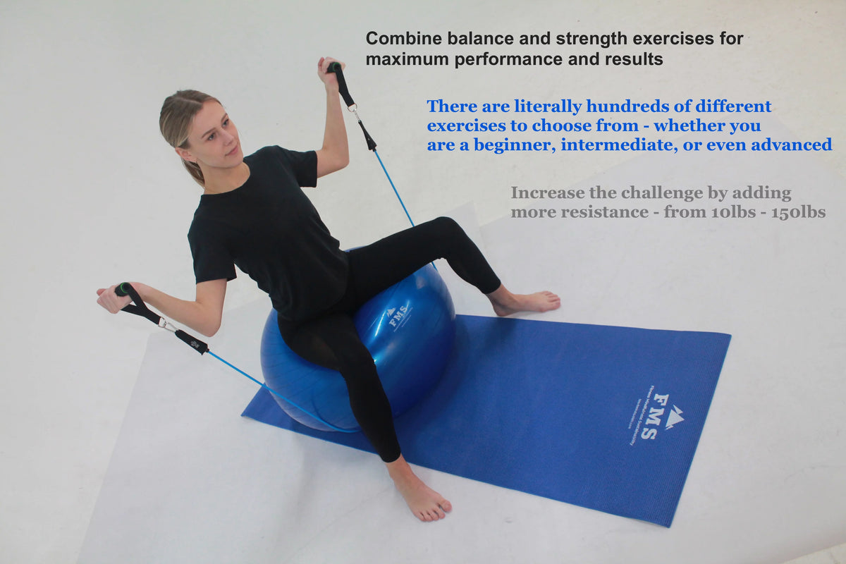 Portable Home Gym Set with 11pc Resistance Band Set, Stability Ball, Exercise Mat Q1919
