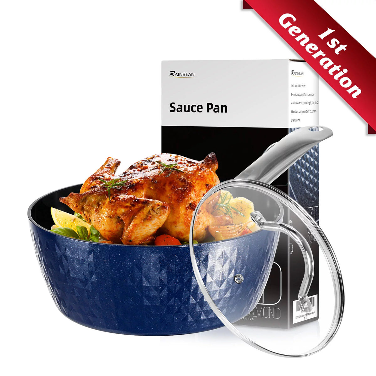 Induction Saucepan with Lid 20cm 1.8L Non Stick Aluminum Ceramic Coating H58575