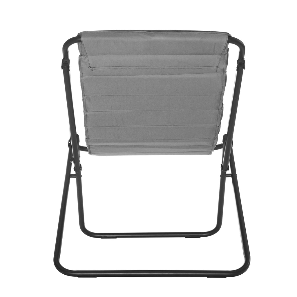 Ribbed Folding Sling Lounge Chair, Grey Y72792