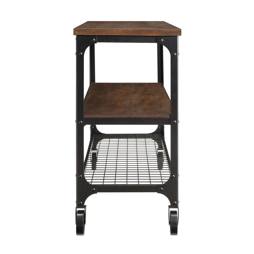 Industrial Wood and Metal Console Table with Wheels K405558