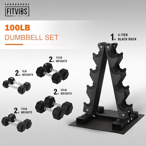 Rubber Encased Hex Dumbbell Set with Rack G57318