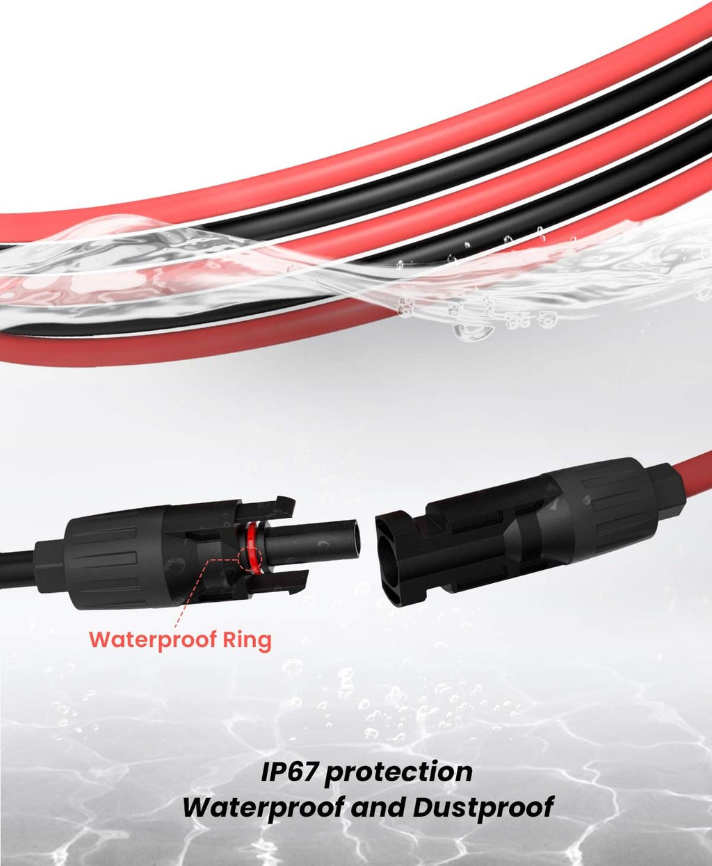 100Feet 10AWG Solar Extension Cable with Female and Male Connector T379