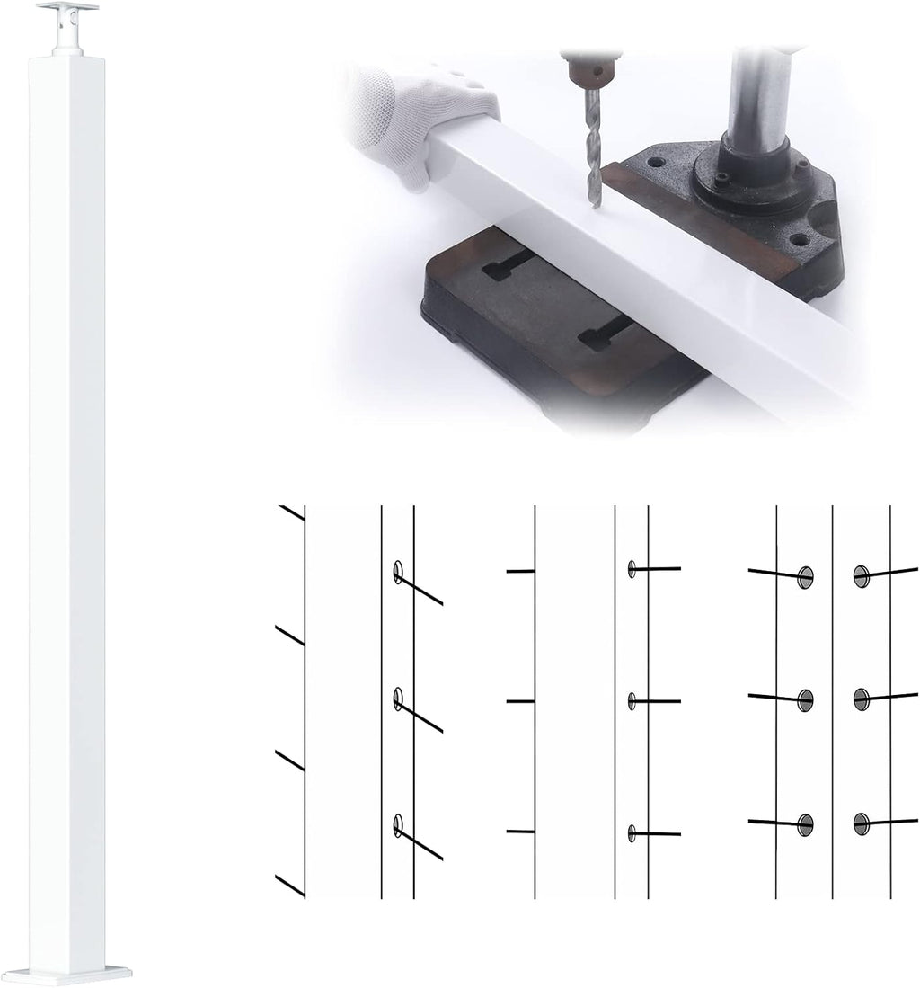 White Stainless Steel Cable Railing Post Y5763