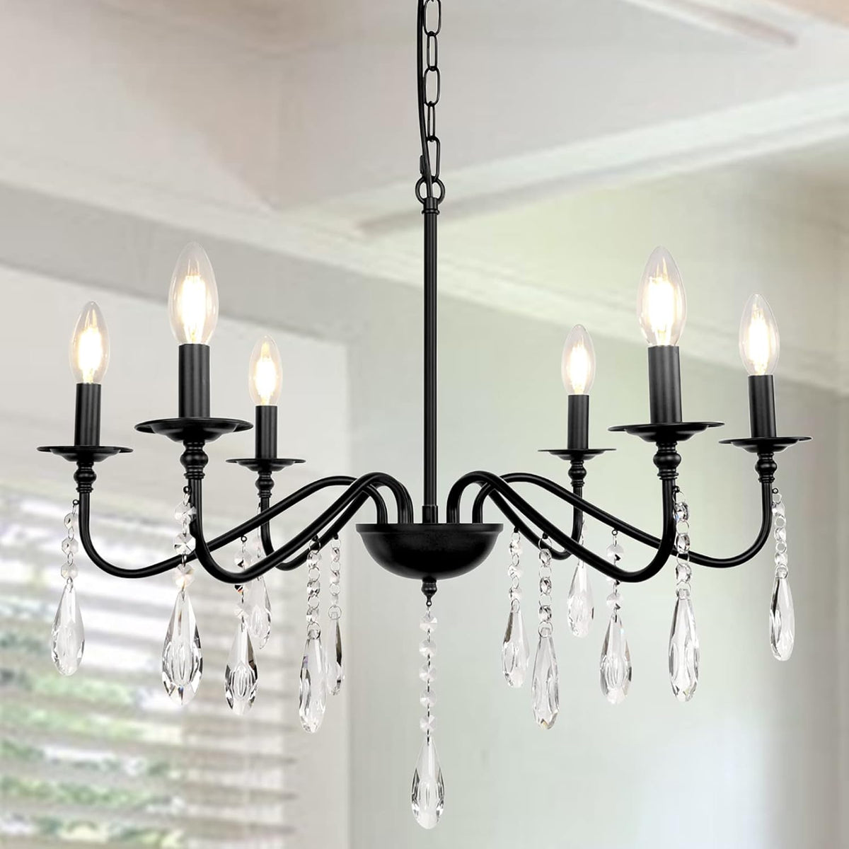 6 Lights Black Crystal Chandelier Q4303