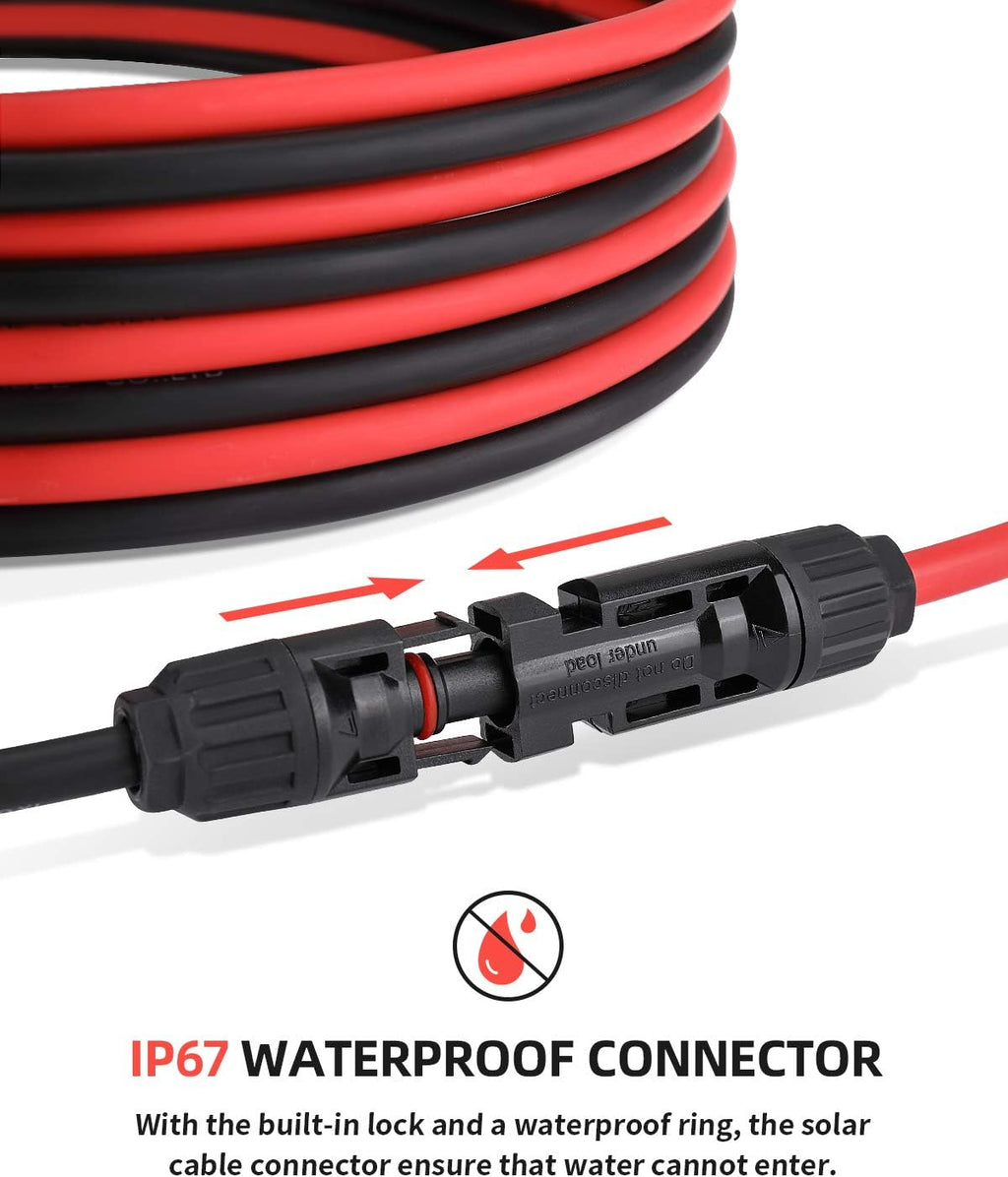 100Feet 10AWG Solar Extension Cable with Female and Male Connector T379