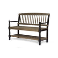 Gray Acacia Wood Outdoor Bench with Shelf A91736