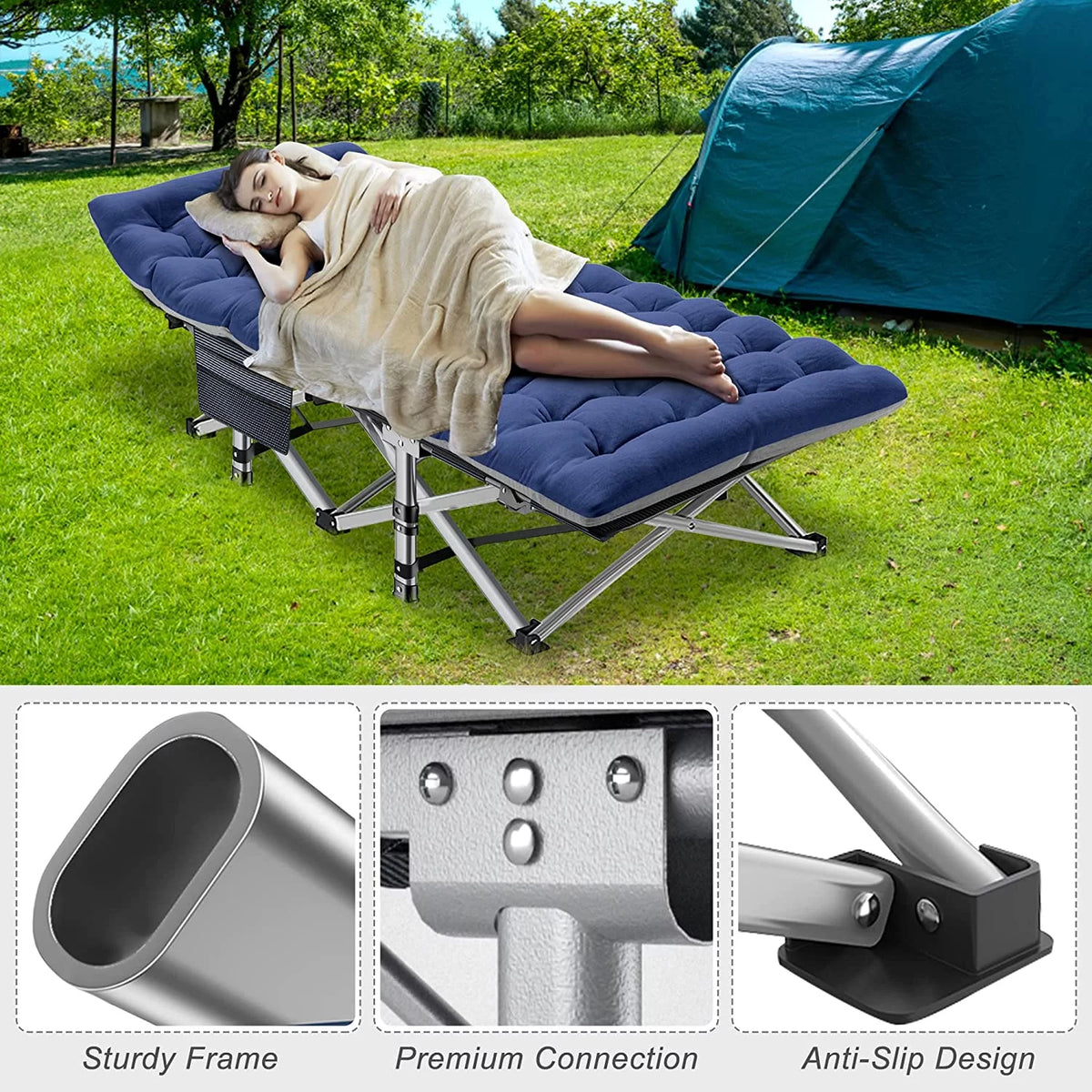 Folding Camping Cot with Cushion & Pillow G894493