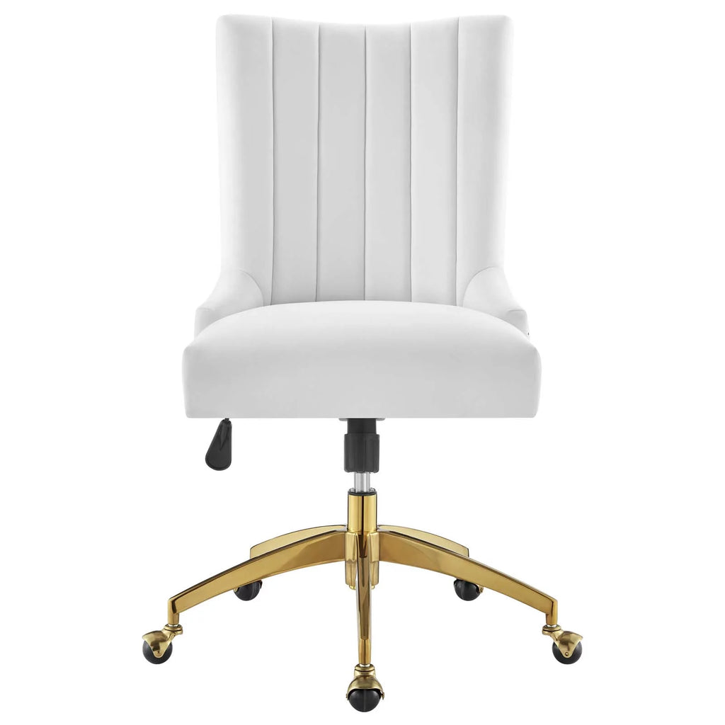 White Gold Channel Tufted Velvet Office Chair Z109929
