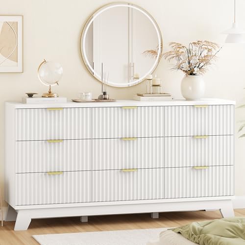 9 Drawer Fluted Wood Dresser X5058