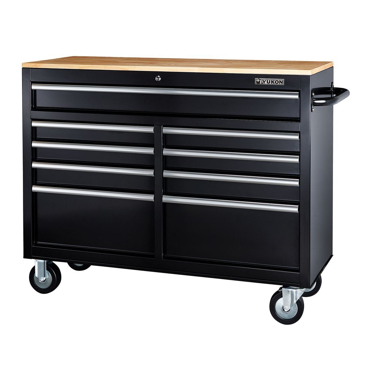 Black 9-Drawer Mobile Storage Cabinet with Solid Wood Top S6745