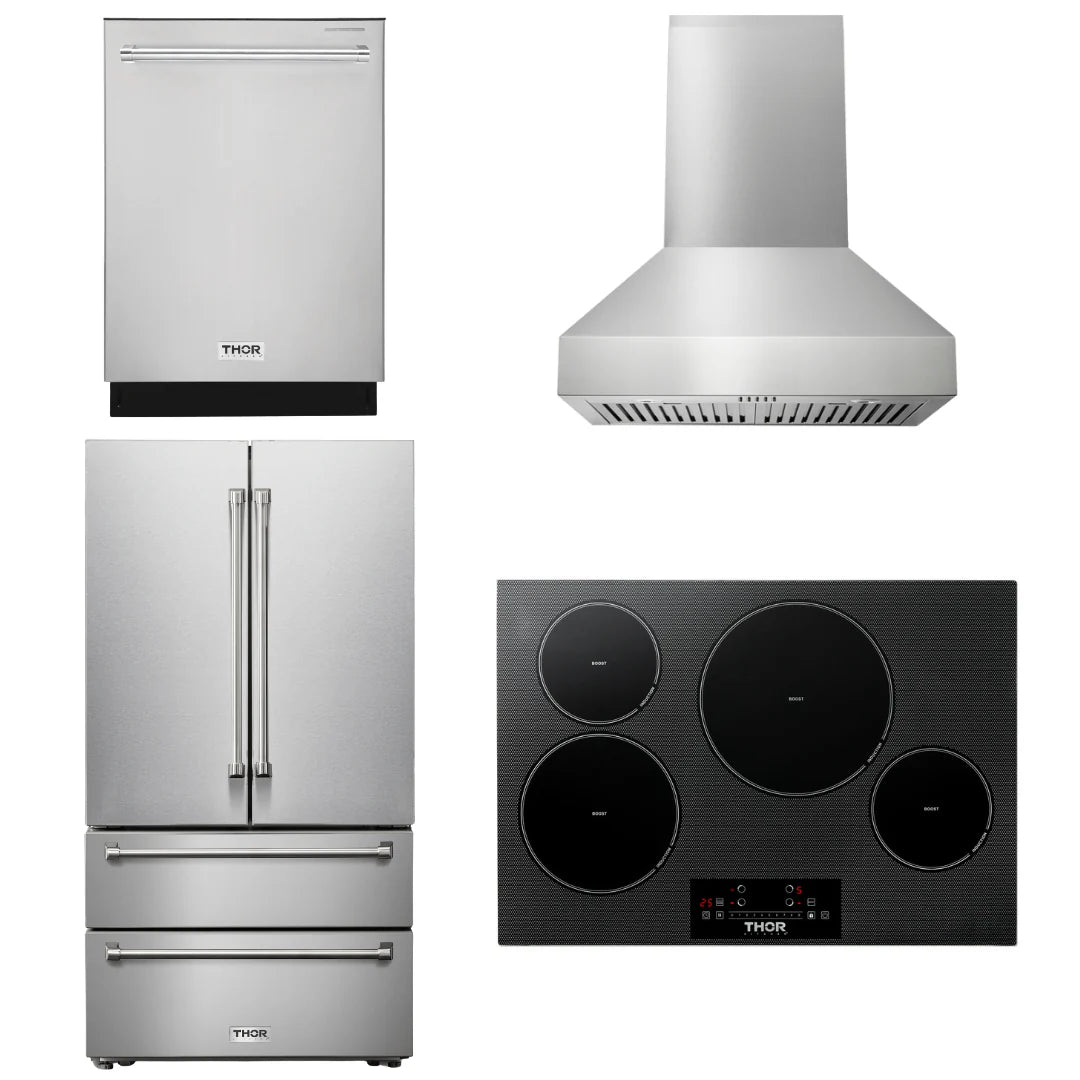 30 Induction Cooktop, Range Hood, Refrigerator, Dishwasher T148