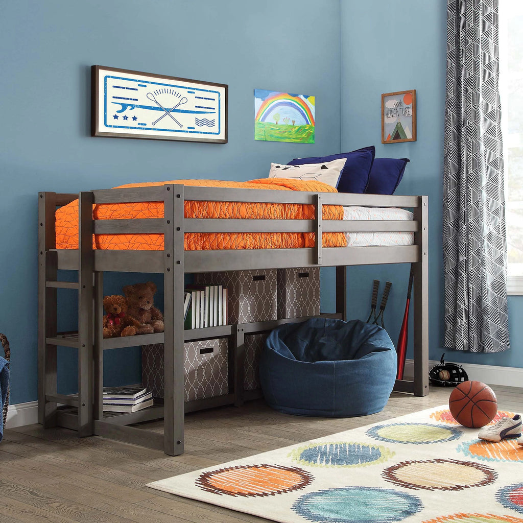 Black Twin Loft Storage Bed V57514