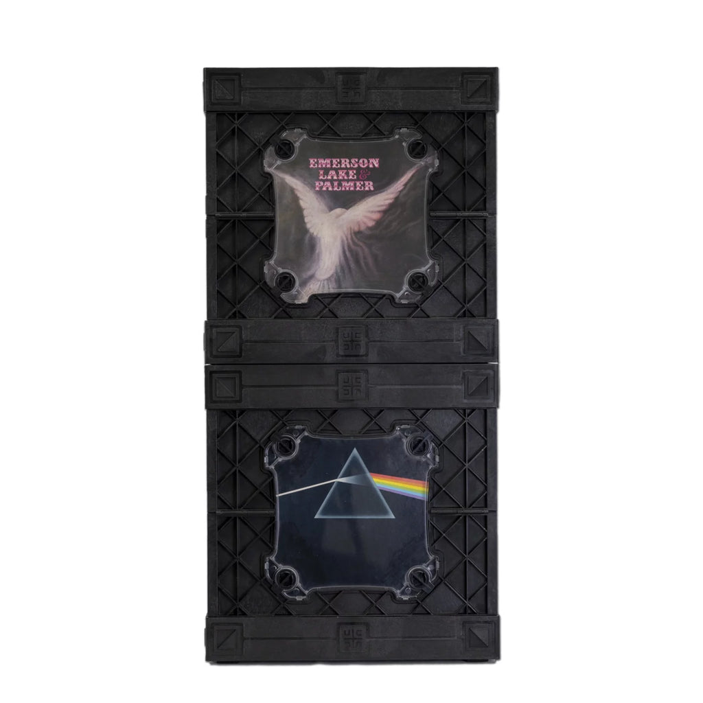 Vinyl Record Storage Crate with Divider and Transparent Panels Q6176