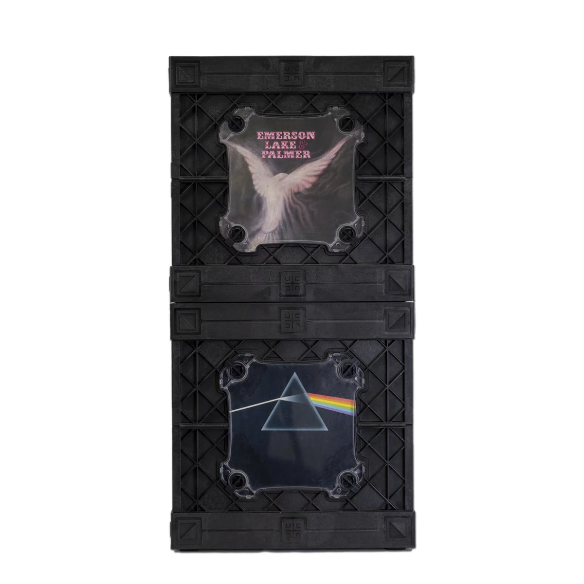Vinyl Record Storage Crate with Divider and Transparent Panels Q6176