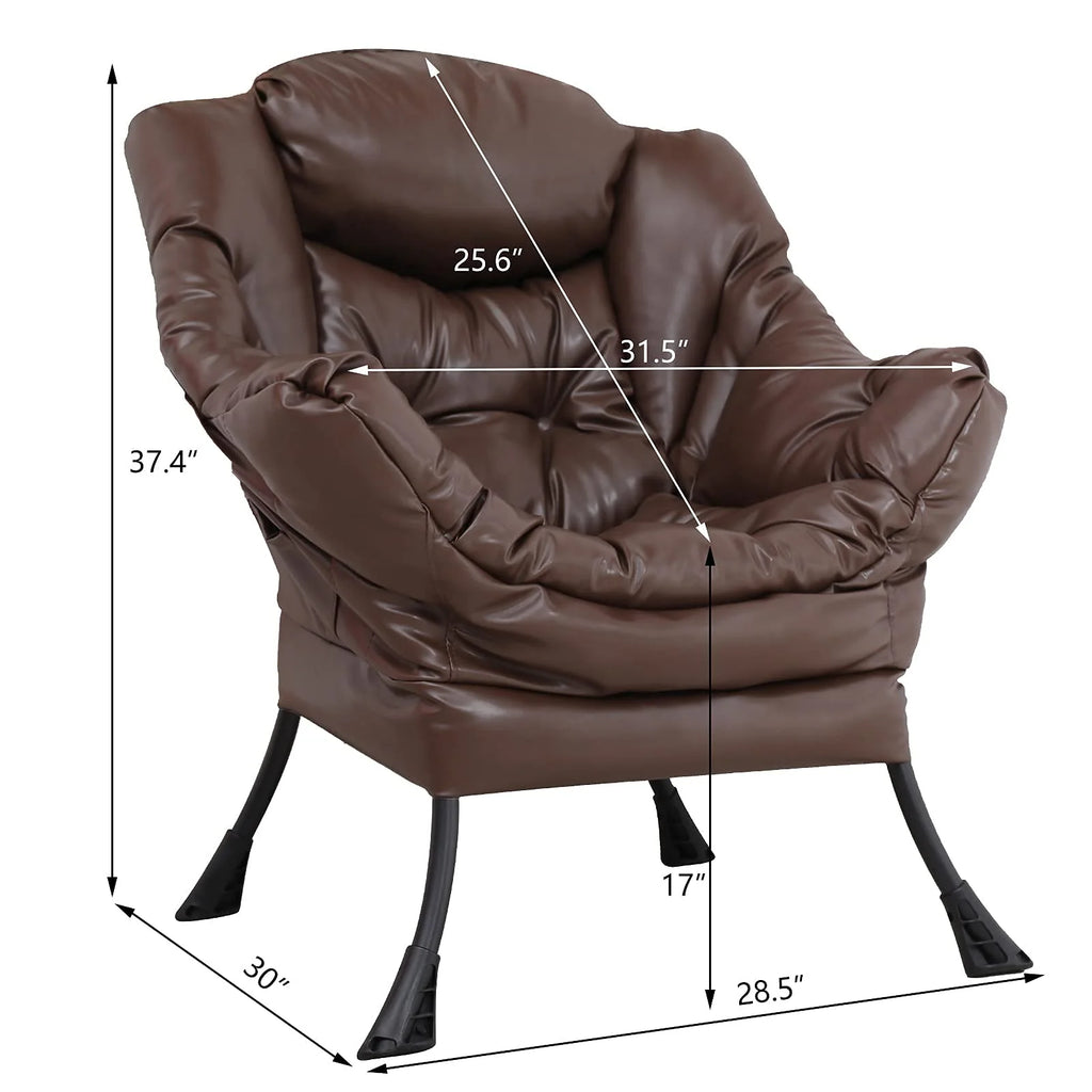 Brown Faux Leather Armchair with Side Pocket R607