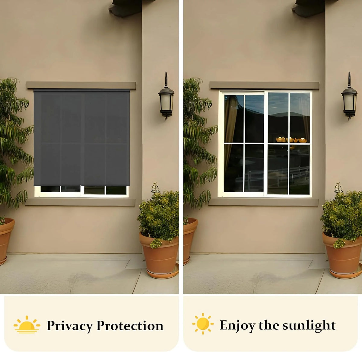 95% Blackout Cordless Waterproof Outdoor Roller Shades 6'Wx8'H Y81109