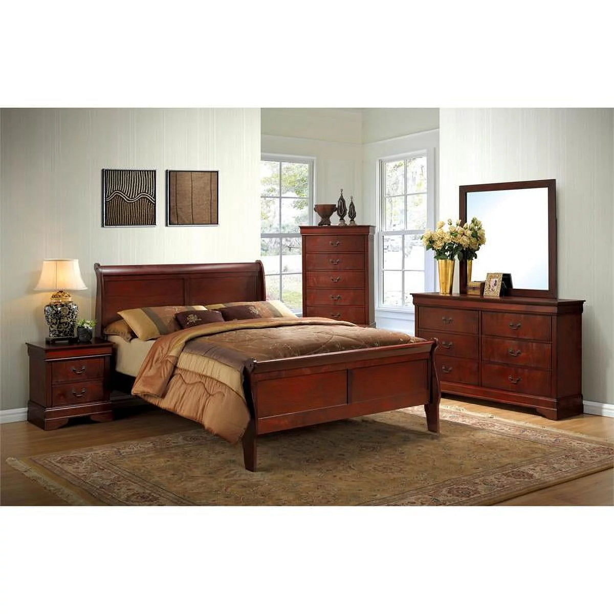 Solid Wood 6-Drawer Dresser in Cherry F3063