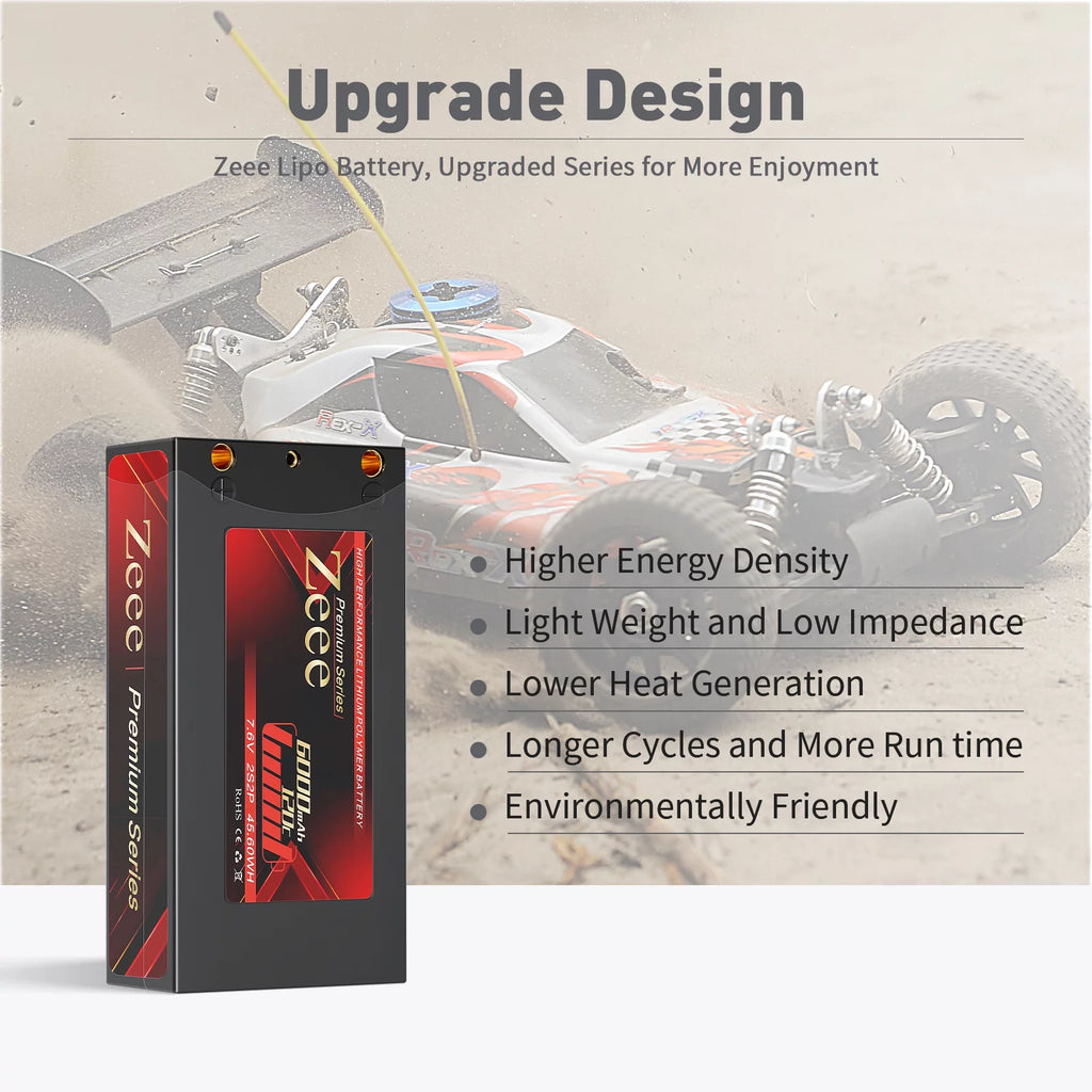 2S Lipo Battery 7.6V 6000mAh 120C Shorty Hard Case 2 Pack U418998