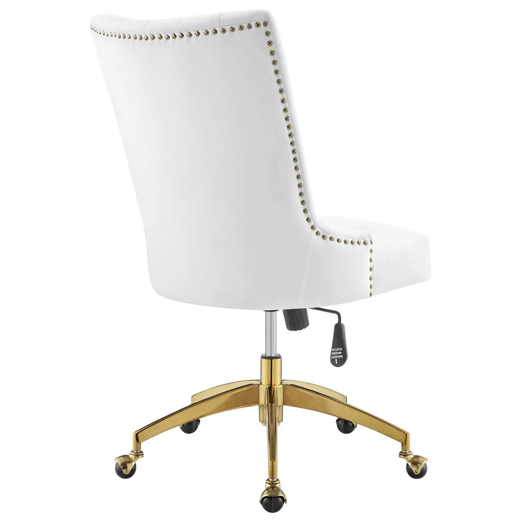 White Gold Channel Tufted Velvet Office Chair Z109929