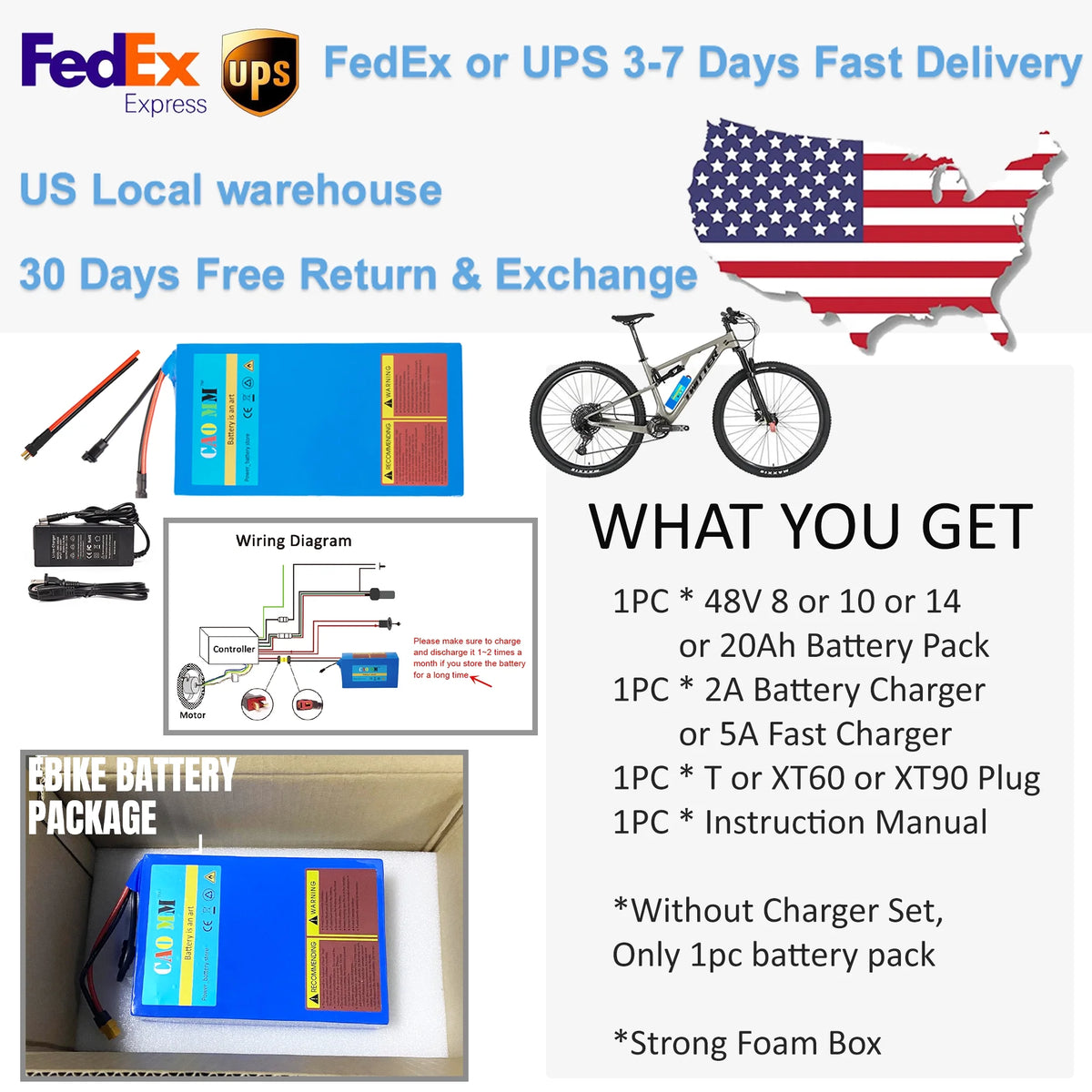 48V 20Ah Lithium Ebike Battery with Charger D831