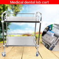 2 Tiers Stainless Steel Rolling Cart Trolley F6678