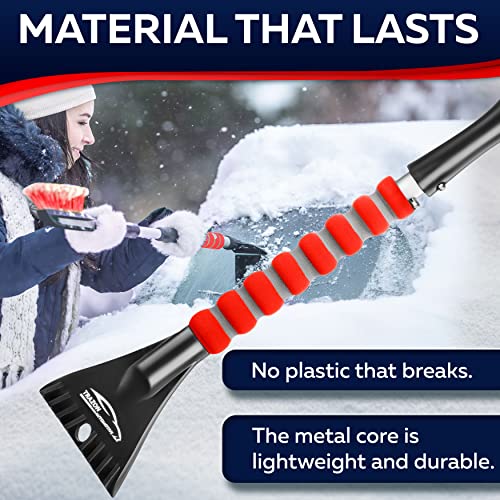 27" Snow Brush & Ice Scrapers with Foam Grip, Detachable, Gray H868