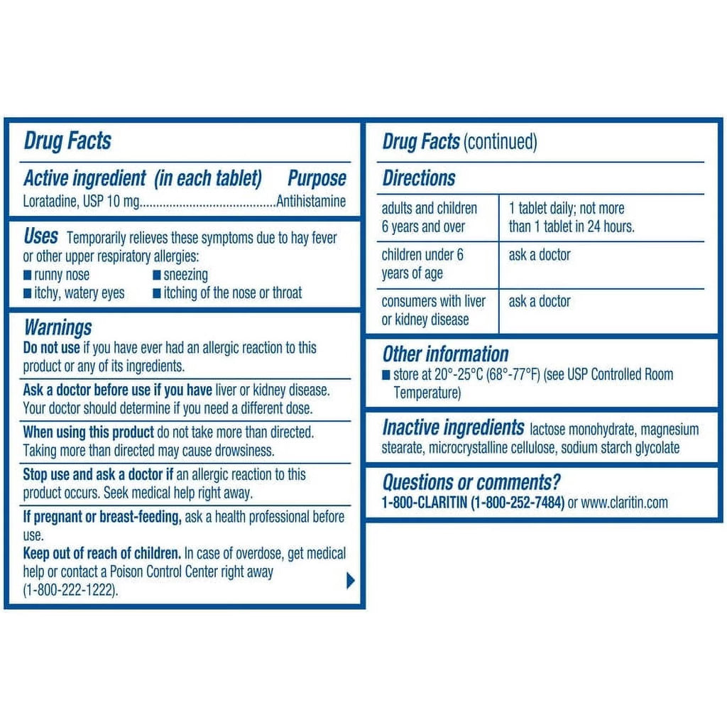Loratadine Antihistamine Tablets 100 Ct T6467