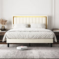 Queen Velvet Platform Bed with Adjustable Headboard I93072
