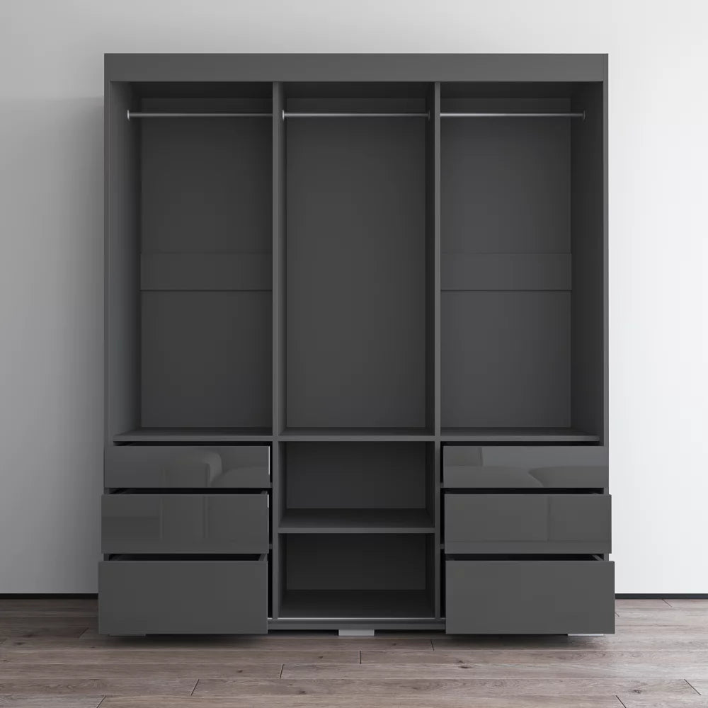 3 Door Modern Wardrobe with Mirror D552
