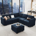 Blue Velvet L Shaped Sectional Sofa with Storage M9316