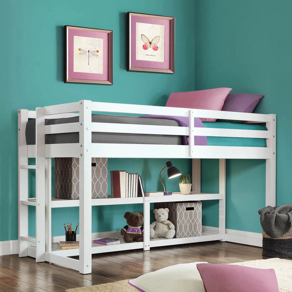 Black Twin Loft Storage Bed V57514