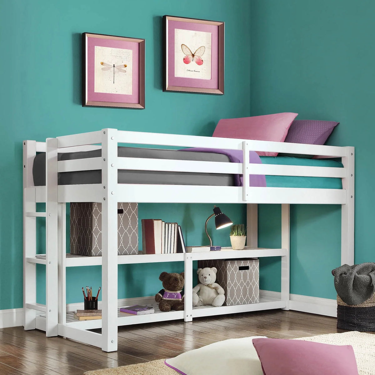 Black Twin Loft Storage Bed V57514
