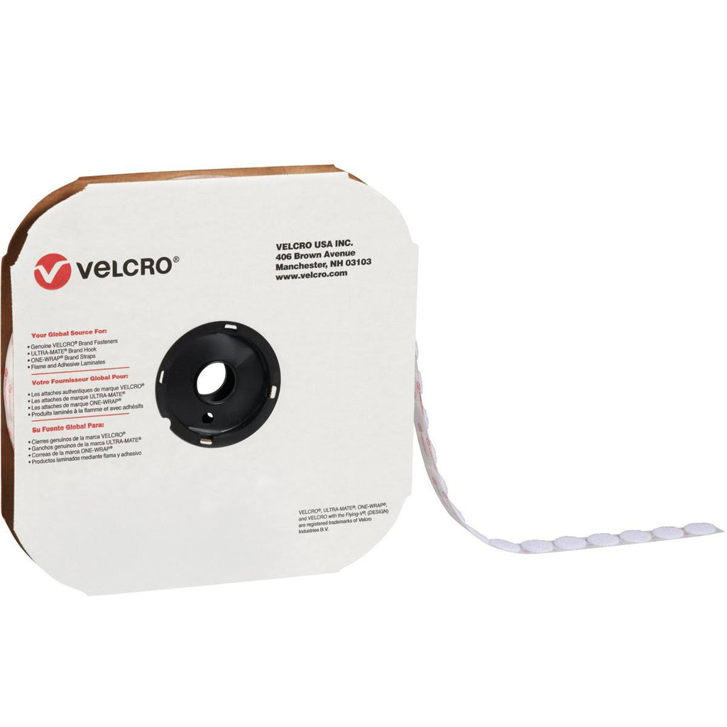 White Velcro Tape Dots, 450/Case O162374