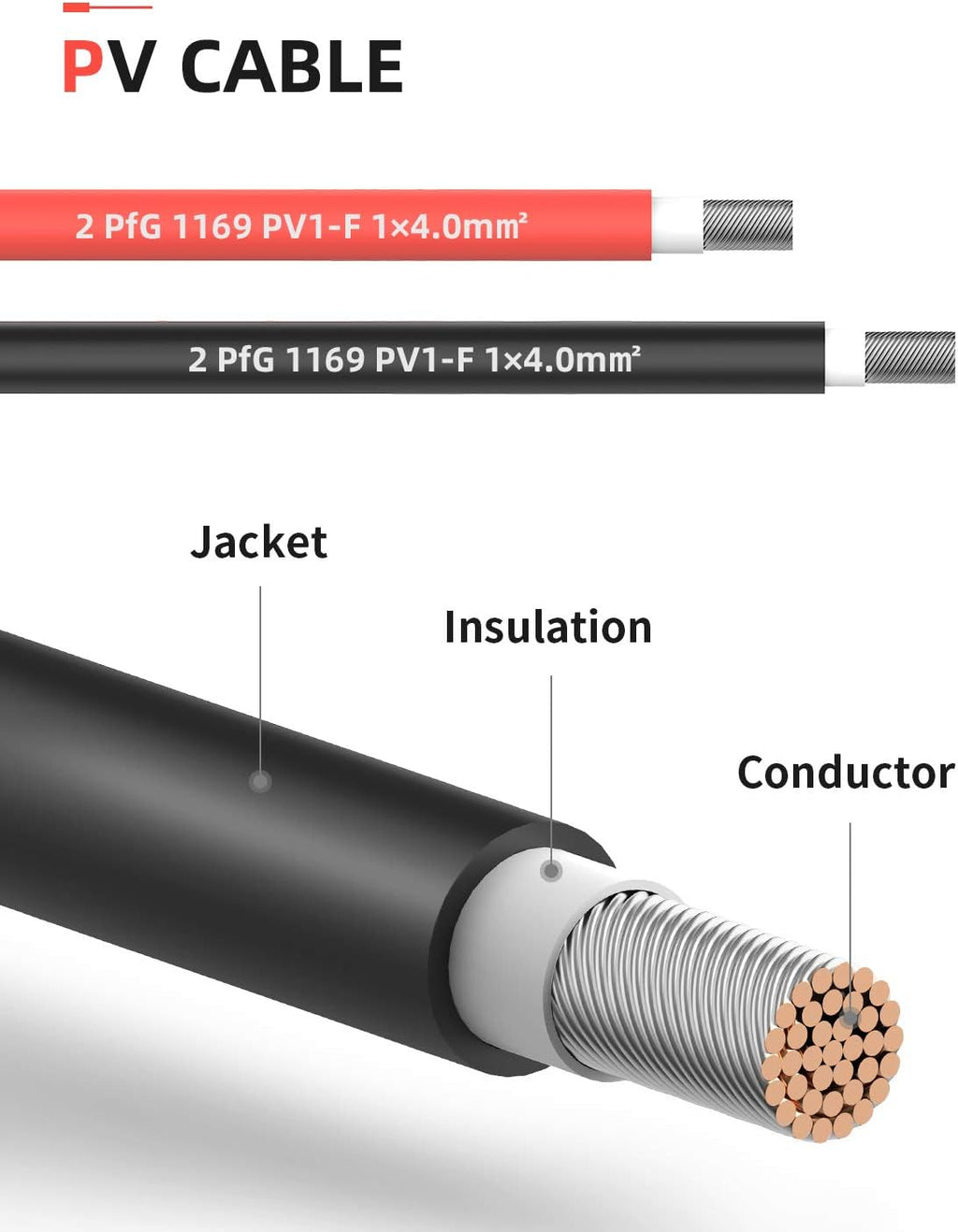 100Feet 10AWG Solar Extension Cable with Female and Male Connector T379