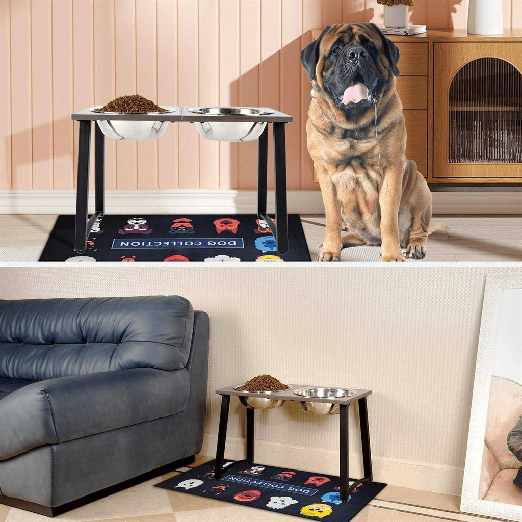 Elevated Dog Bowls with 2 X-Large Stainless Steel Bowls and Slow Feeder O3625