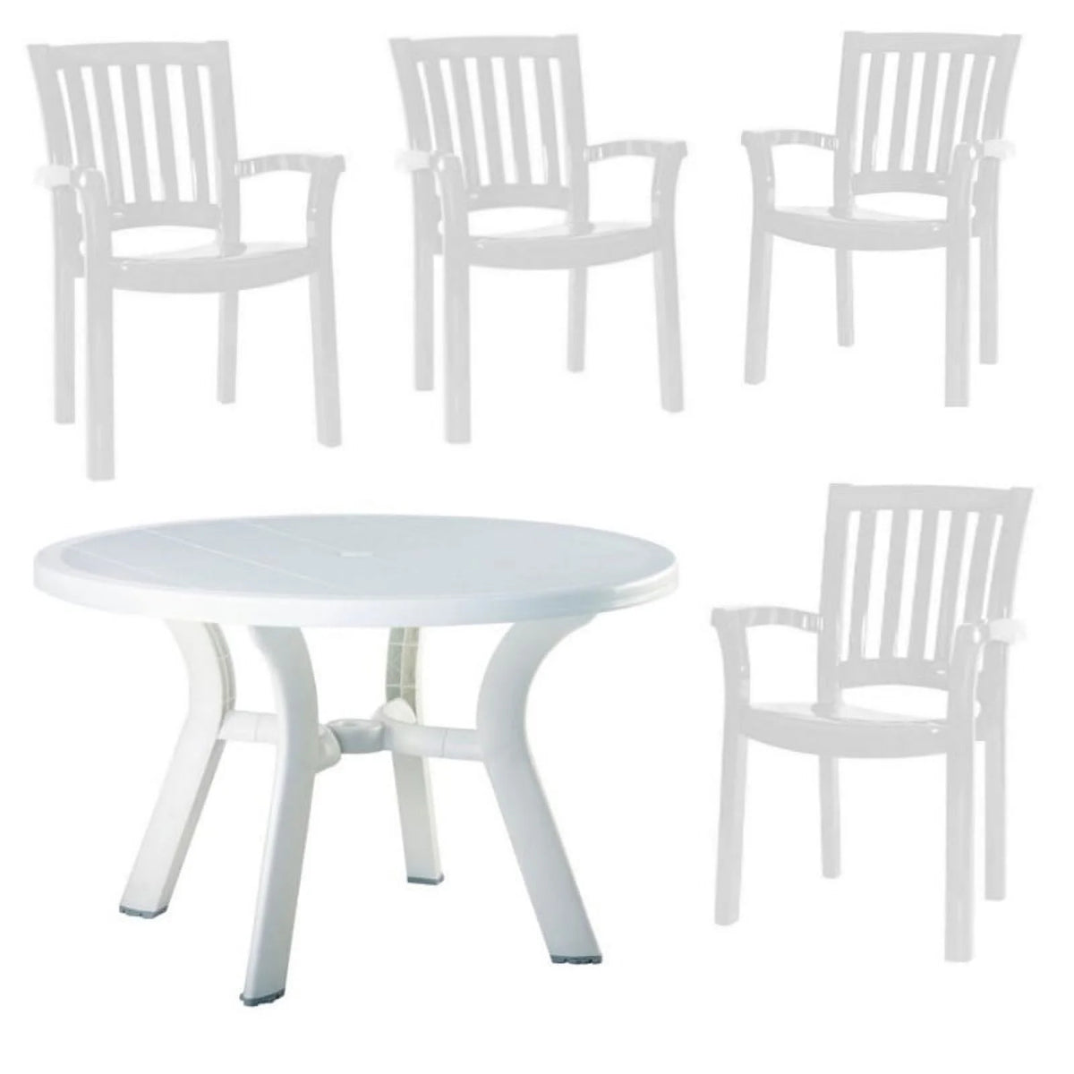 White 5 Piece Resin Patio Table and 4 Chairs V397