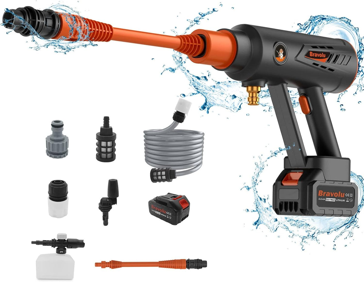 Cordless Portable Pressure Washer 580 PSI with Accessories Kit N9642