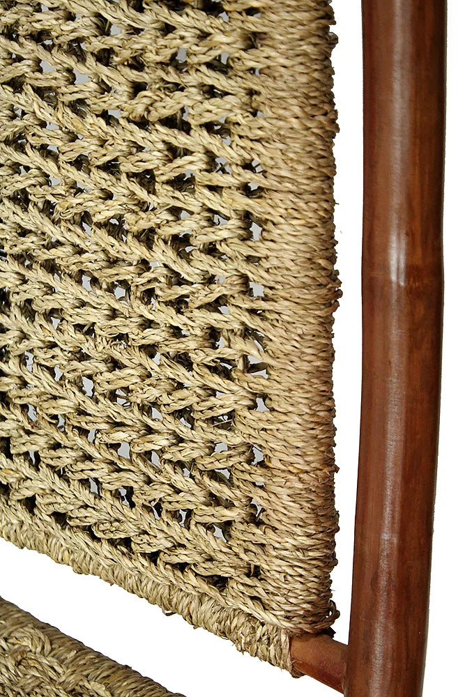 Brown Bamboo 2 Chairs and a Table with Seagrass Seating R8002