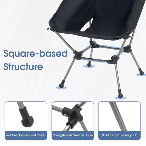 Portable Camping Chair 330Lbs Capacity Black J63863