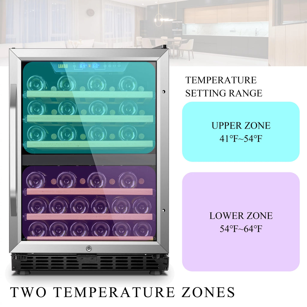 24 inch 44 Bottle Dual Zone Wine Cooler D1016