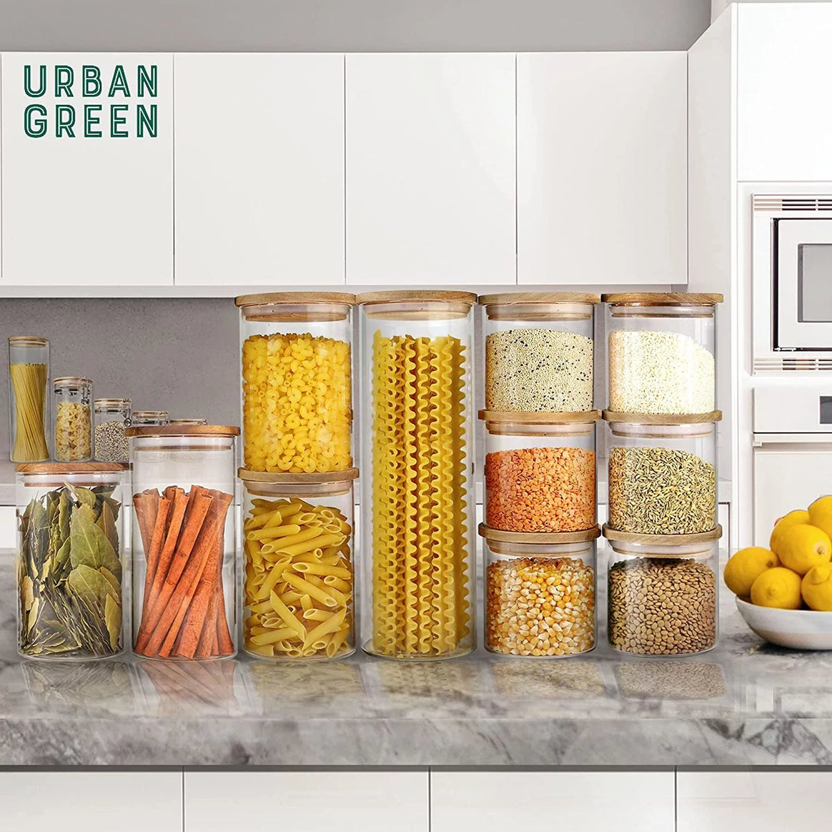 Green Glass Jars with Airtight Lids 9 Pack of 16oz Z99314
