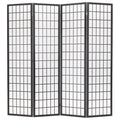 4 Panel Wooden Folding Room Divider with Storage Shelves G1608